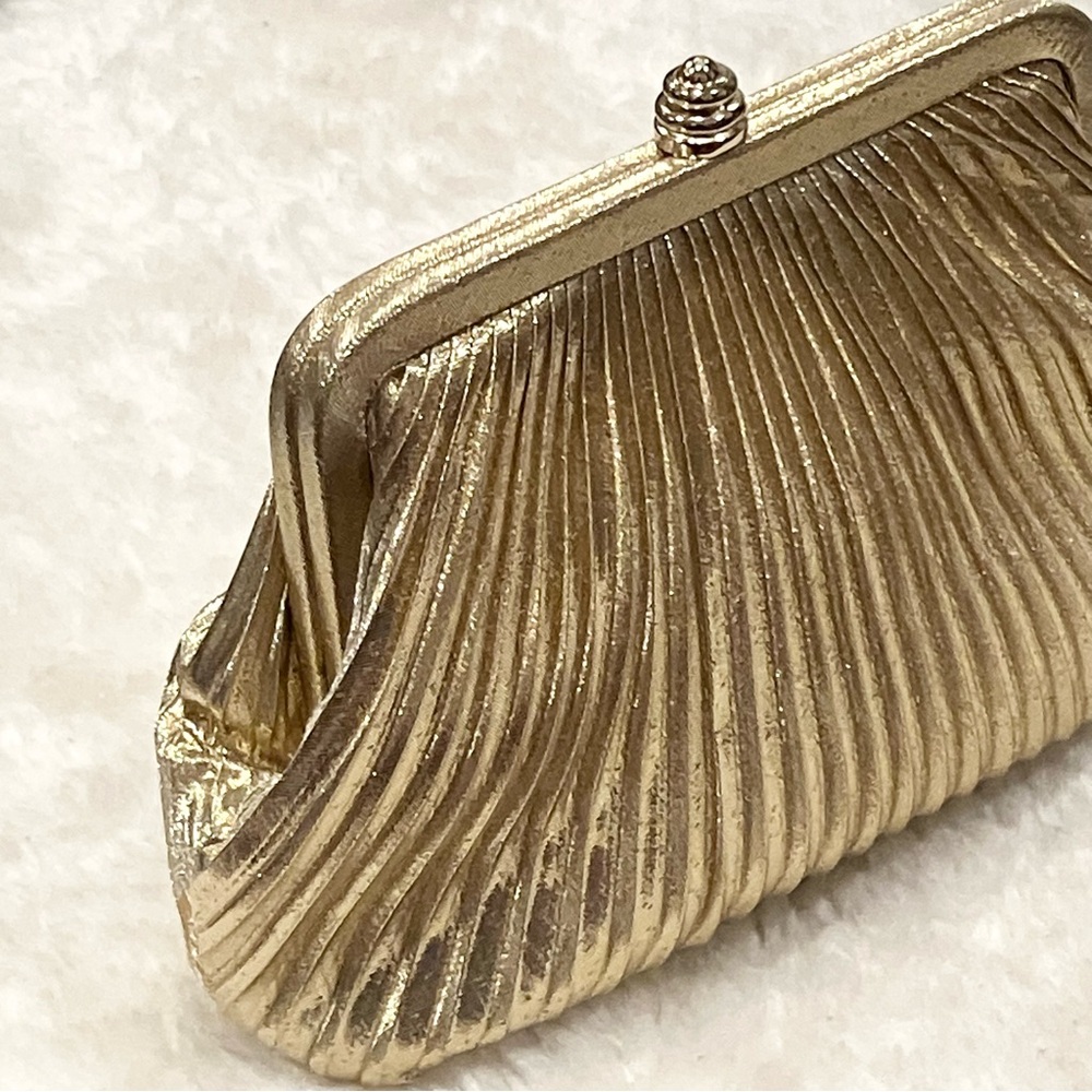 Source Unknown Metallic Gold Pleated Evening Clutch